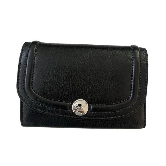 Coach Hampton Leather Trifold Pebbled Credit Card Wallet in Black 2000s - Picture 1 of 11